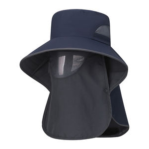 Chapeau <span class=keywords><strong>de</strong></span> pêcheur respirant en maille avec logo personnalisé, faible MOQ, protection solaire UPF 50+, large bord, visière amovible et cache-nuque - Product Image 2