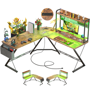 Chất Lượng Cao Có Thể Đảo Ngược L-Hình Đèn LED Bàn Chơi Game MDF <span class=keywords><strong>Hutch</strong></span> Bằng Gỗ Cho Nhà Văn Phòng Và Chơi Game Bảng - Product Image 2