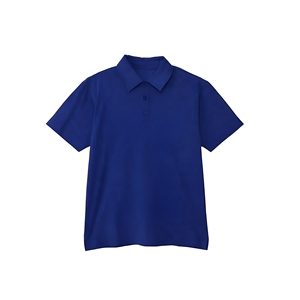 Polo de Manga Corta Azul Sólido para Hombre, Corte Regular Informal, Tejido de Tela, Diseño con Botones - Product Image 1