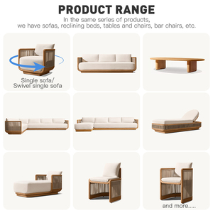 티크 야외 식탁 세트 고급 야외 가구 호텔 정원 세트 빌라 정원 테이블 및 의자 세트 식탁 세트 8인용 - Product Image 2