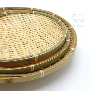 Plateau à fruits en bambou fait main Panier rond Panier en osier Panier en bambou tissé Plateau de service - Product Image 6