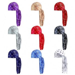 Durag de Seda con Estampado de Amoeba para Hip Hop, Deporte y Cuidado del Cabello, con Cola Larga, Unisex, Venta al Por Mayor - Product Image 2