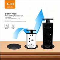 A-3H 手动升降桌插座 厨房岛台多功能办公桌 USB A+C 快速充电 会议桌 铝制电脑标准接地
