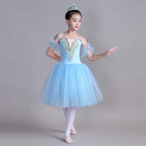 Vestido de Ballet, disfraz largo de actuación para niños, baile romántico largo, tutú esponjoso, correa de cisne para niños, traje de baile, actuación - Product Image 1