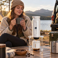 Machine à café électrique sans fil portable pour dosettes Nespresso et café moulu, idéale pour l'extérieur et le bureau