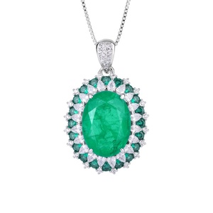 Juego de Joyería de Alta Calidad Ecológico con Circonita Cúbica Verde Esmeralda de Corte Ovalado en Oro y Cobre de 12*16MM, Collar, Aretes y Anillo para Boda - Product Image 1