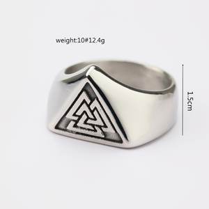 Retro Stainless Steel Men's <b>Ring</b> With Viking Triangle Symbol Geometric Design Gift Jewelry - Product Image 5