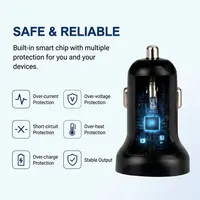 Cargador de Coche USB Doble Certificado Seguro con Protección de Voltaje y Corriente DC12V 24V 5V 2.5A, Fuente de Alimentación para Encendedor de Cigarrillos