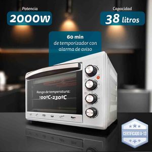 Forno Elettrico Multifunzione da Banco 38L 2000W Grigio per Cuocere e Arrostire - Product Image 3