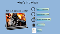 Moniteur portable FHD de 10.5 pouces, écran de jeu USB-C IPS externe, mini écran pour ordinateur portable, PC et console de jeu