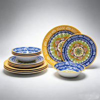Assiette à pâtes, desserts et collations en mélamine bicolore motif citron estival de 8,5 pouces pour les réceptions en plein air