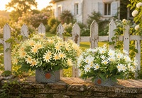 Bouquet de marguerites artisanales style frais, 12 têtes, fleurs artificielles écologiques pour décoration extérieure de Pâques et de Noël