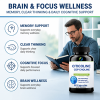 Comprimés de Citicoline SPL Cdp Choline 100 500 mg, complément alimentaire pour la santé du cerveau, comprimés de Citicoline pour stimuler la mémoire et la concentration