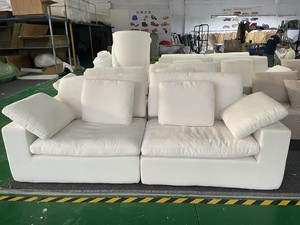 Canapé modulaire carré <span class=keywords><strong>convertible</strong></span> 106 pouces, style nuage moderne, avec ottoman mobile, <span class=keywords><strong>beige</strong></span> blanc, pour salon et école - Product Image 5
