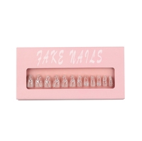 Faux ongles 3D argentés en forme d'amande, couvrance totale, en acrylique, 30 pièces, colle incluse, haute qualité