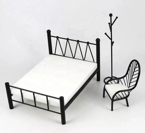 Vente chaude 1/6 BJD Maison De Poupée Meubles Personnalisé Miniature En Métal Vintage Poupée Lit Ange-Thème <span class=keywords><strong>Peinture</strong></span> Modèle pour Souvenir - Product Image 2