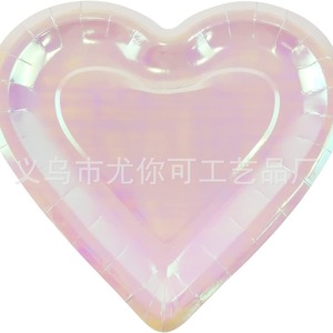 Valentine's Day Heart Shaped <b>Paper</b> Plates 10pcs 24x26cm <b>Red</b> Disposable Party Dessert Plates Modern Style Venue Props - Product Image 5
