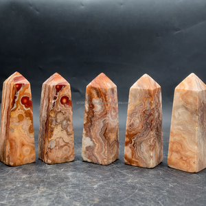 Natural Indonesia <b>Pink</b> Jasper Crazy Lace Obelisk Shape Polished Gemstones Handicraft <b>Healing</b> Crystal Reiki Chakra Souvenir - Product Image 4