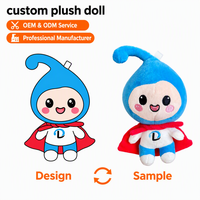 Peluche Mascotte Personnalisée OEM ODM, Figurine de Personnage de Dessin Animé en Peluche avec Cape Bleue, Cadeau Promotionnel pour Enfants, Marchandise pour Événements