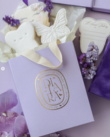 Cartes d'invitation en papier velours violet foncé et violet clair avec sacs cadeaux personnalisables pour mariage, fête d'anniversaire, baby shower