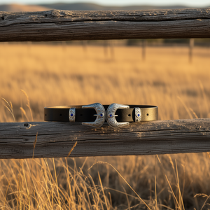 Cinturón de Cuero Genuino Angelina de 3 cm x 100 cm con Hebilla Plateada Estilo Western Casual - Product Image 2