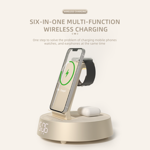 الأكثر مبيعاً 6 في 1 مع مصباح مكتبي مكبر صوت منبه حامل سماعات أذن لساعة الهاتف سماعات أذن 15 واط طاقة خرج - Product Image 4