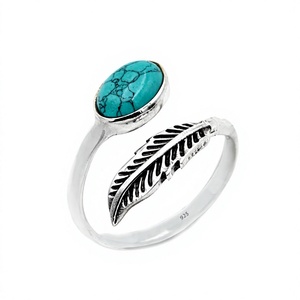 Bague en pierre de forme ovale 5x7mm Turquoise faite à la main 925 argent lunette réglable ensemble bague Turquoise cadeau pour tout le monde bijoux à la mode - Product Image 1