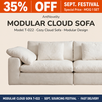 Antnovelty Kleines Apartment Modulares Sofa Cloud Ecksofa Cremefarbenes Lammfell Tiefsitz-Sofa-Set Einfache Lieferung