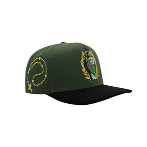 Nuovo Arrivo Cappellino da Baseball a 5 Pannelli con Ricamo 3D a Motivo Foglia d'Ulivo, Fodera Verde in Raso, Visiera in Camoscio e Fodera in Raso, con Spille Metalliche - Product Image 4