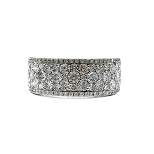 Bague de fiançailles élégante en or blanc massif 18 carats avec diamants véritables, taille brillant, sertissage pavé, haute qualité, design tendance, fabriquée en Chine - Product Image 1