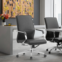 Chaise de bureau moderne pivotante de direction avec dossier en forme d'échelle réglable en hauteur, en cuir synthétique, confortable