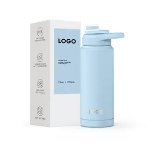 Nuevo frasco de vacío de acero inoxidable de 1L Unisex con botella de agua Tumblr con recubrimiento de polvo de goma mate con tapa para festivales al aire libre
