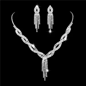 Bridal accessories Jewelry set New silver lady wedding photography accessories necklace earrings set