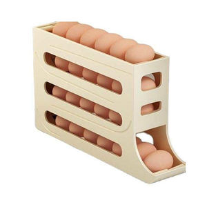 Boîte à œufs en plastique, emballage coulissant, porte latérale du réfrigérateur, quatre niveaux, distributeur automatique d'œufs, comptoir de cuisine, anti-chute - Product Image 1