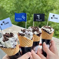 Décorations de fête pour cupcakes en forme de hamburger, étiquettes alimentaires, drapeaux personnalisés écologiques avec logo
