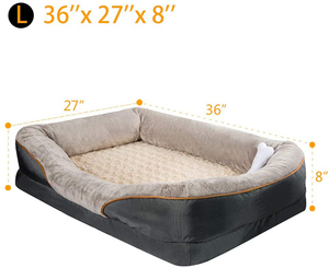 Cama grande ortopédica para perros con espuma viscoelástica, suave, extraíble y lavable, lana y piel sintética con estampado para mascotas - Product Image 2