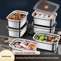 Boîte de conservation carrée en acier inoxydable de qualité alimentaire avec couvercle pour réfrigérateur, idéale pour plats froids et poisson grillé, origine Chine