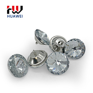 Botón de tapicería de cristal con patrón de satélite para muebles, botón de diamantes de imitación con bucle de hierro, transparente de fábrica y otros colores personalizados - Product Image 2