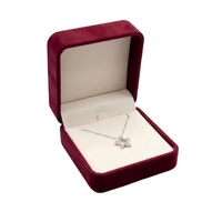 Boîte à bijoux carrée rigide en velours écologique de luxe avec doublure personnalisée pour pendentif, collier, montre et lunettes