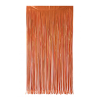 Rideau à franges métalliques en feuille d'aluminium finition mate orange fluorescente pour décoration de fond de scène, idéal pour les fêtes d'Halloween et la décoration de fenêtres