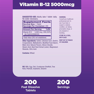 Tabletas de Vitamina <span class=keywords><strong>B12</strong></span>, Suplemento Dietético <span class=keywords><strong>Natural</strong></span> para Adultos - Product Image 2