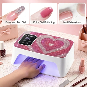 Lampe à ongles professionnelle portable sans fil UV LED en forme de cœur avec strass, séchoir à gel rechargeable pour fournitures de salon de manucure en gros - Product Image 5