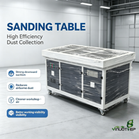 Table de travail pour ponçage de meubles avec aspiration de poussière, filtration à 99,9% des sciure de bois, conception ignifuge