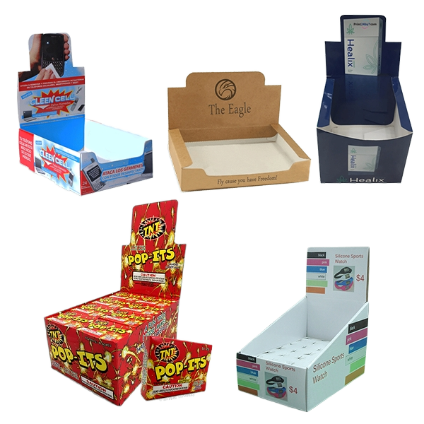 Custom Retail Kraft Paper Folders Display Packaging Box with Varnishing Recyclable POS Corrugated for Promotion