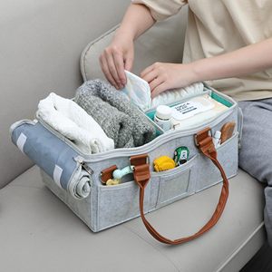 Organisateur de couches pour bébé personnalisé avec couvercle, plusieurs compartiments, rangement pour la chambre d'enfant, panier en feutre pour bébé - Product Image 2