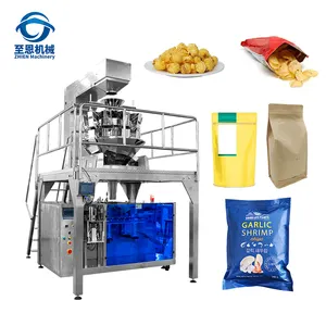 Popcorn chips zip bag packing machine with bucket elevator for small business