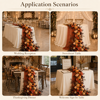 Guirlande de table florale en soie pré-assemblée, tons terre, effet cascade, prête à l'emploi, chemin de table floral personnalisé pour la décoration de mariages, banquets et événements