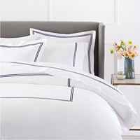Ensemble de housse de couette de luxe 400TC avec motif géométrique brodé, taille Queen, couleur personnalisée, ensemble de literie 100% coton égyptien