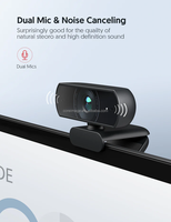 Webcam USB Full HD avec microphone intégré à réduction de bruit, capteur CMOS, trépied rotatif, 1080P, 83° grand angle, couvercle de confidentialité pour PC