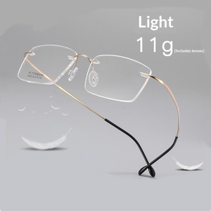 Ultra Flexible Lightweight Rimless Eyeglass <strong>Frames</strong> with Vintage <strong>Folding</strong> Temples Unisex Myopia Glasses-Wholesale Fashion - Product Image 1